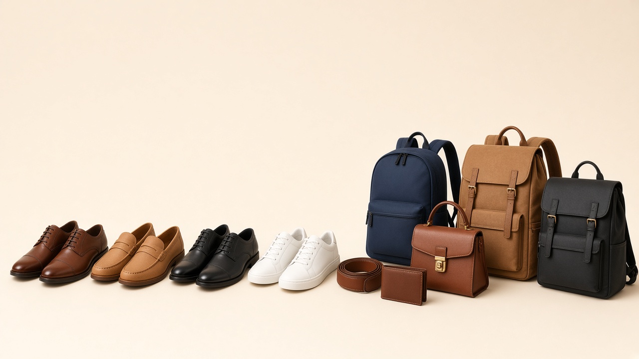 Footwear, leather products, and school bags